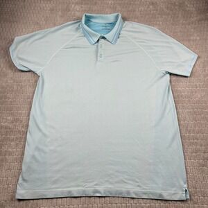 Fabletics Men's Performance Golf Polo Shirt Extra Large Light Blue Athleisure